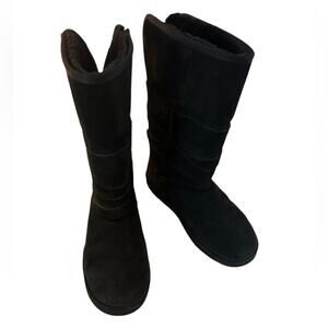 Lamo Women's Calf Black Suede Faux Fur Boots, size 8